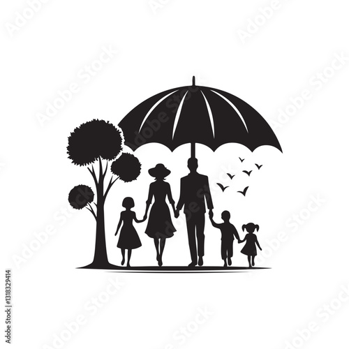 family silhouette vector clip art logo design