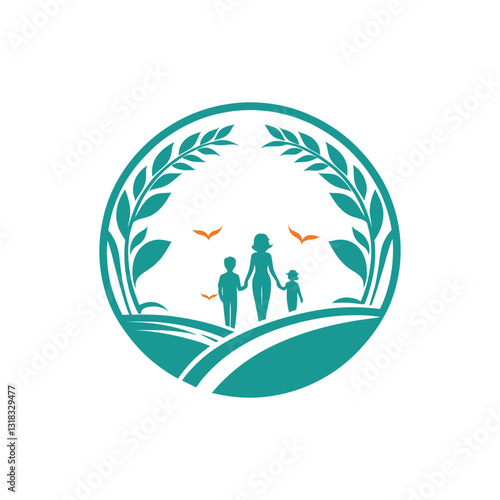family silhouette vector clip art logo design