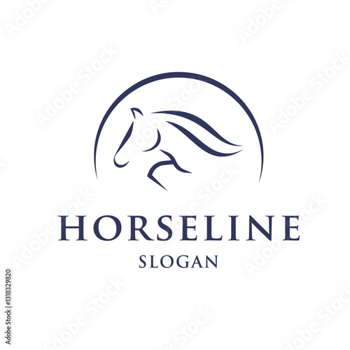 Horse Logo design template with Modern and Minimalist Linear Style. Suitable for Farm Brands, Horse Clubs, Equestrian businesses