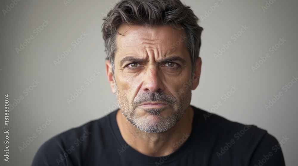 Angry man portrait serious face expression. AI generated Angry man portrait serious face expression. AI generated