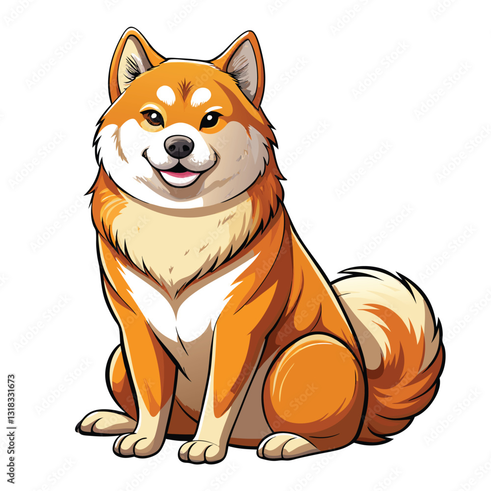 A majestic Akita Inu dog sits proudly, showcasing its thick, luxurious fur and a curled tail. Capture the breed's regal bearing. A majestic Akita Inu dog sits proudly, showcasing its thick, luxurious fur and a curled tail. Capture the breed's regal bearing.
