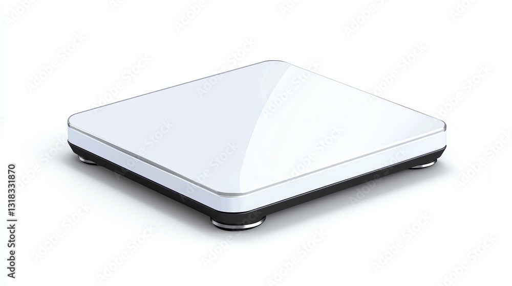 A sleek, modern digital scale on a white isolated background, designed for precision weighing, ideal for kitchen or fitness purposes, showcasing minimalist design and functionality A sleek, modern digital scale on a white isolated background, designed for precision weighing, ideal for kitchen or fitness purposes, showcasing minimalist design and functionality
