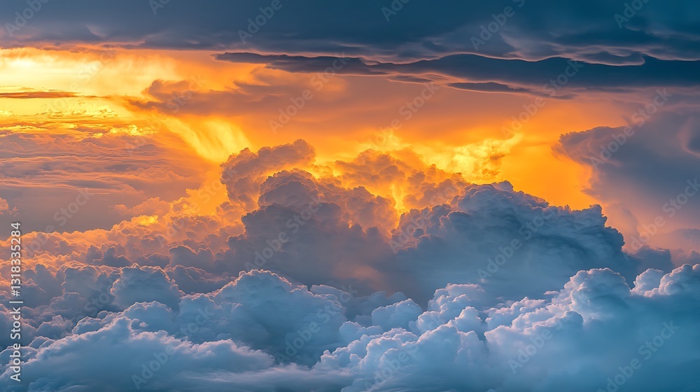 Naklejka premium Photograph colorful sky filled with clouds wallpapers