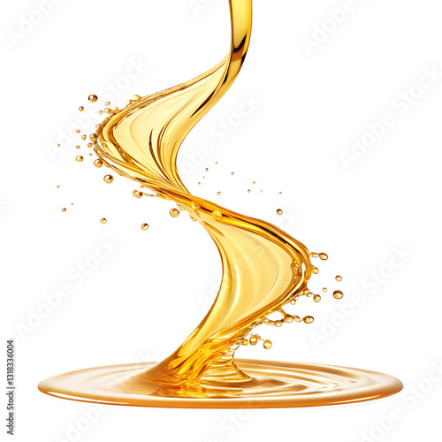 golden liquid stream isolated on white background.png