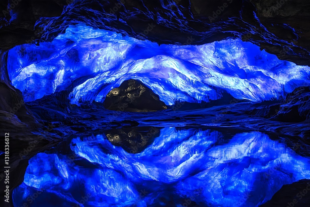 Obraz premium Blue Cave Reflection, Underground Lake