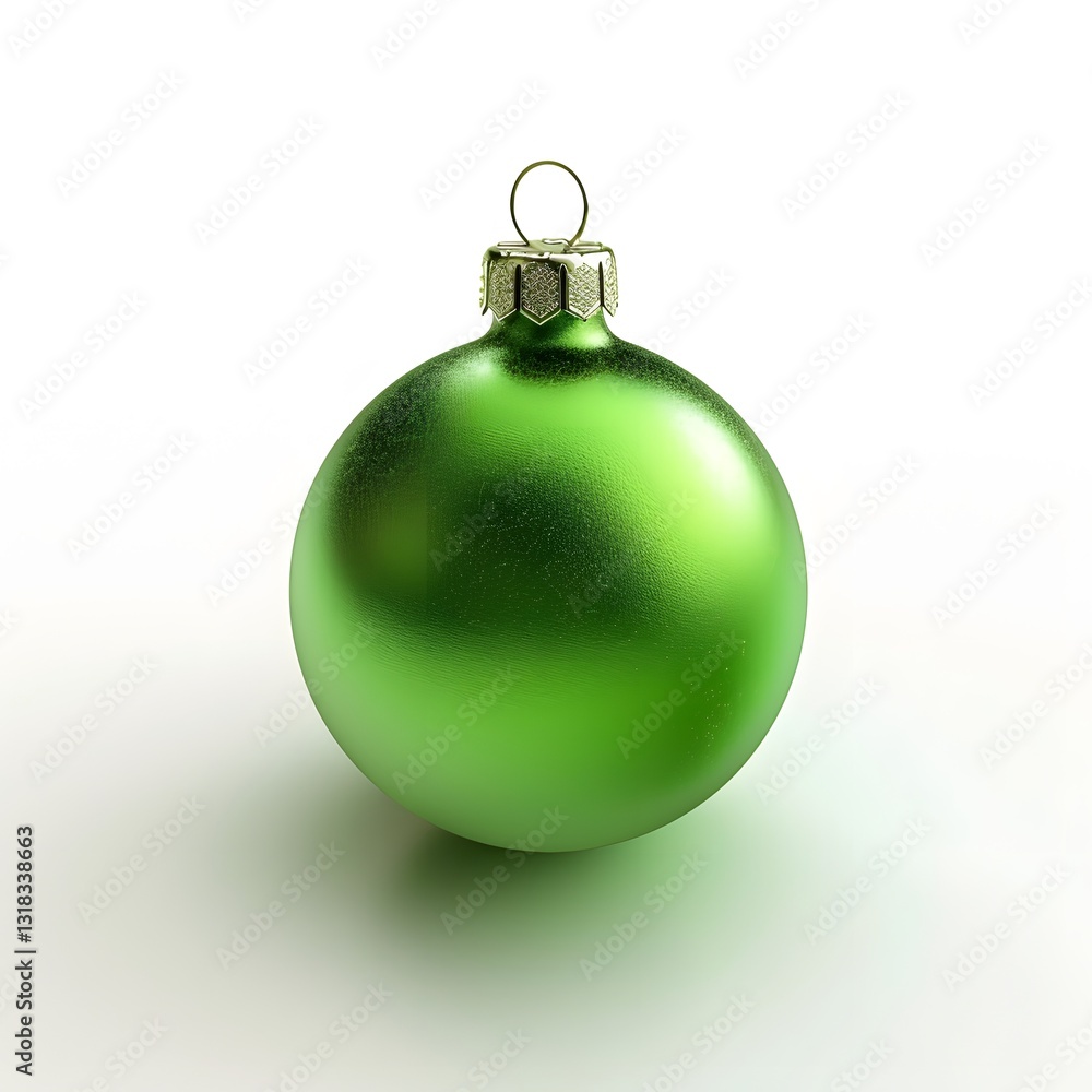 Shiny Green Christmas Ornament on a White Background Shiny Green Christmas Ornament on a White Background