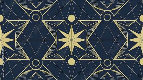 Luxury Art Deco Seamless Geometric Pattern with Elegant Line Art