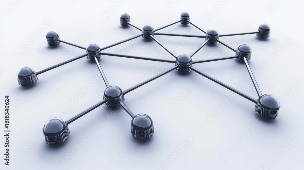 Abstract network connection, nodes linked by lines, 3D rendering. Abstract network connection, nodes linked by lines, 3D rendering.