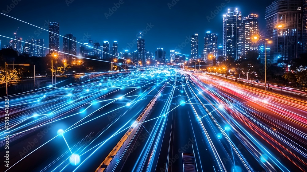 Cityscape Night Highway Data Network Cityscape Night Highway Data Network