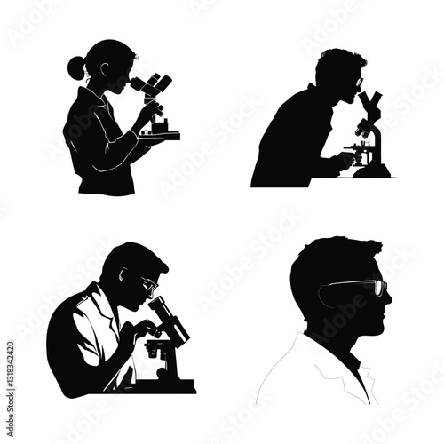 Biologist black silhouette of a simple minimal vector