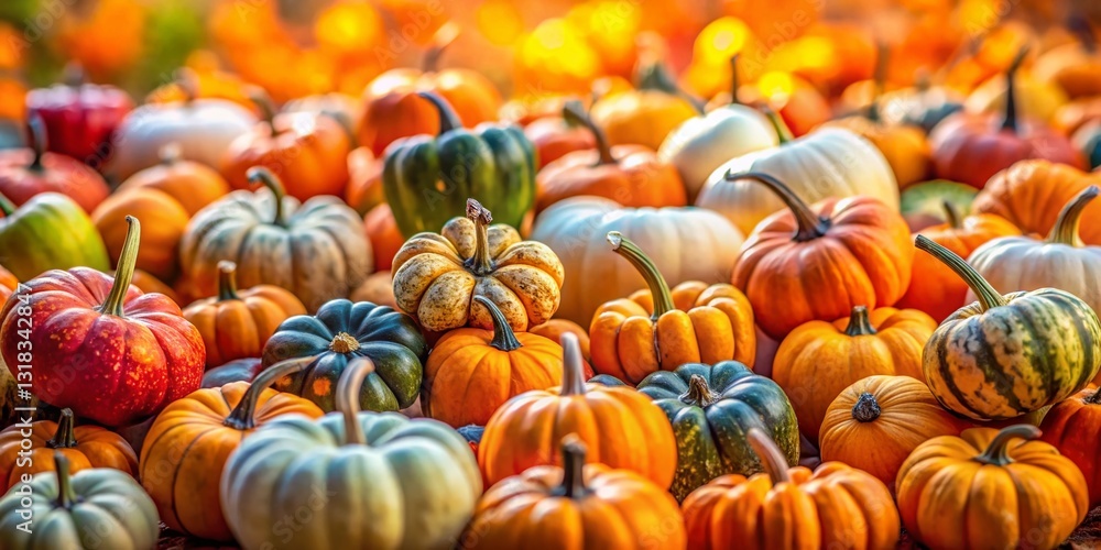 Miniature Fall Pumpkin Patch Background - Charming Tilt-Shift Photo Miniature Fall Pumpkin Patch Background - Charming Tilt-Shift Photo