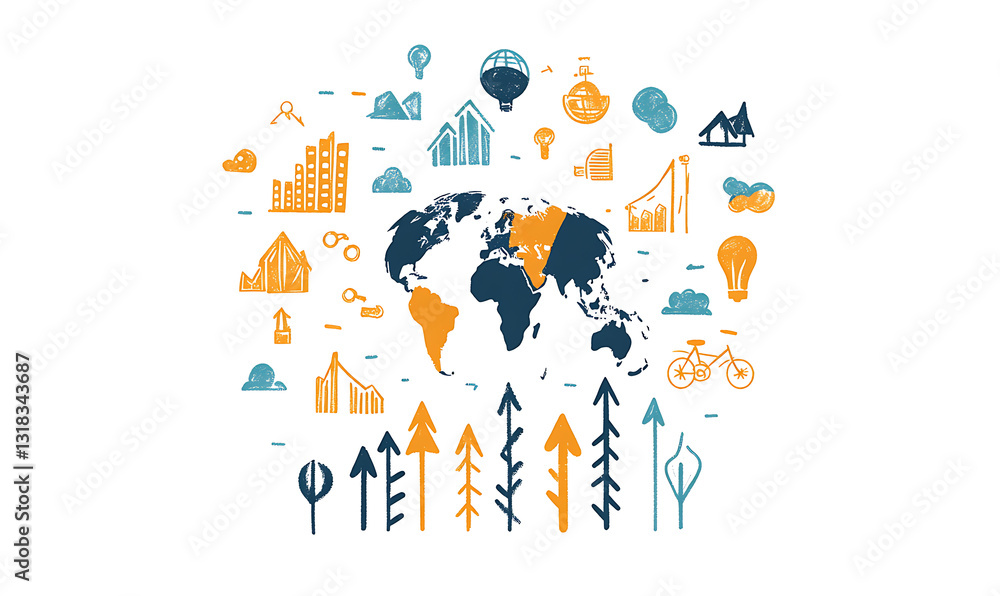 Naklejka premium Marketing business idea and office icons illustrator or infographic for presentation background