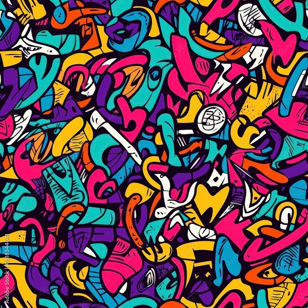 Graffiti doodle seamless pattern for background texture textile fabric Graffiti doodle seamless pattern for background texture textile fabric