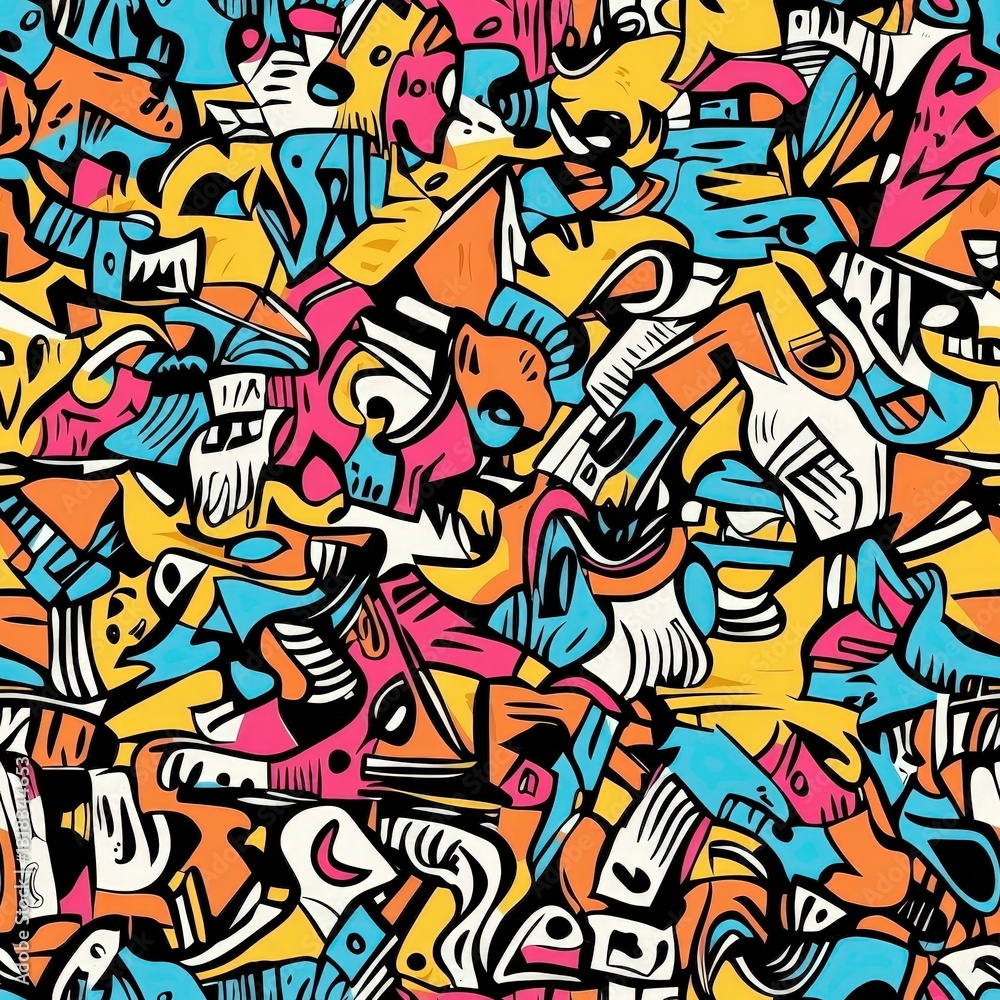 Graffiti doodle seamless pattern for background texture textile fabric Graffiti doodle seamless pattern for background texture textile fabric