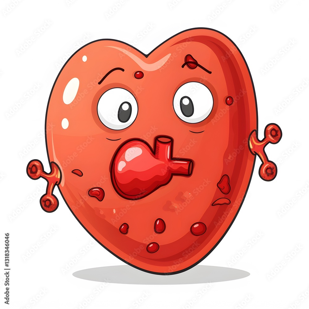 Obraz premium Cartoon Heart Character with Expressions and Playful Design