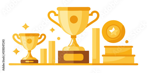 Winner trophy icon vector symbol of victory event color editable on white background