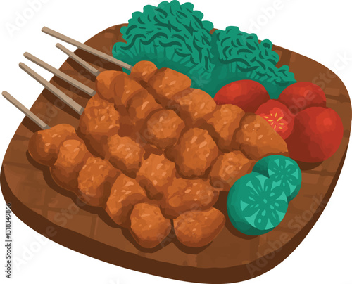 Indonesian street food culinary named sate klathak. streetfood vector illustration. indonesian food hand drawn illustration