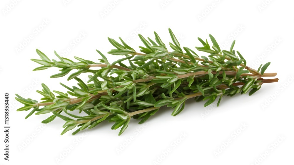 Aromatic Thyme Sprig on Clean White Background Aromatic Thyme Sprig on Clean White Background