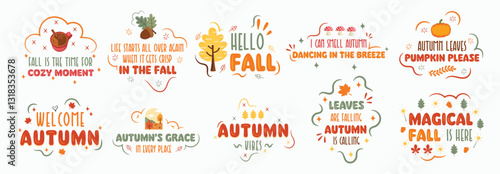 Season autumn or fall typography set vector
