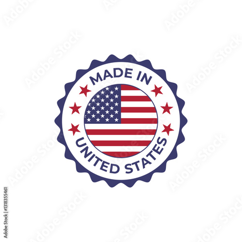 Made in United States vector badge design with national flag
