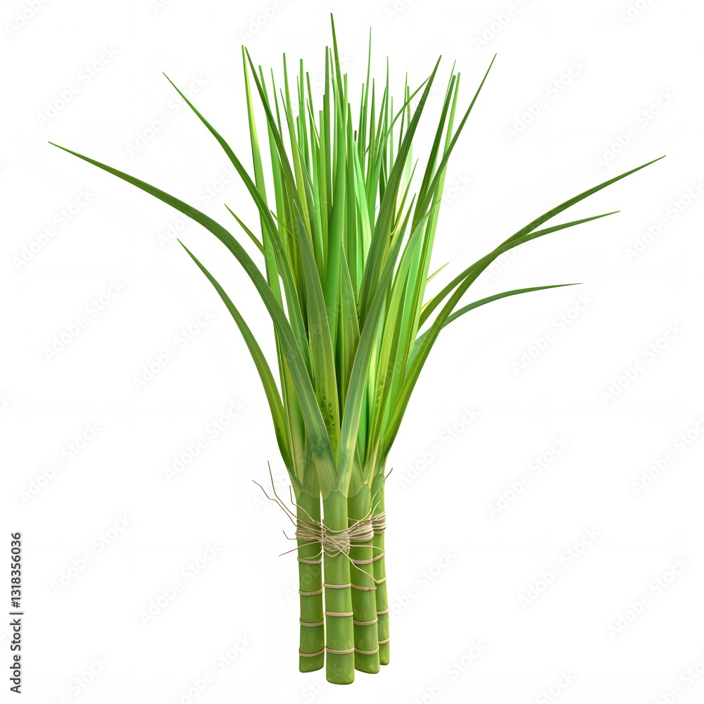 Obraz premium Fresh Green Stalks of Lemongrass Tied Together for Cooking Use