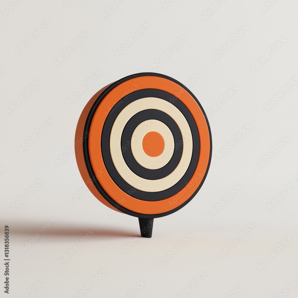 Minimalist focus in 3D Target Icon, precision symbol. Minimalist focus in 3D Target Icon, precision symbol.