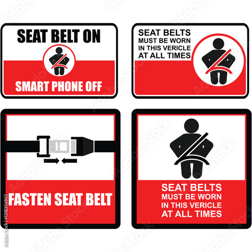 Fasten seat belt, sticker vector