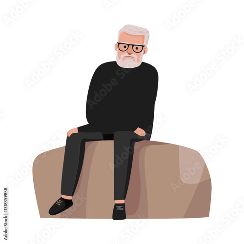 vector illustration of a old man
