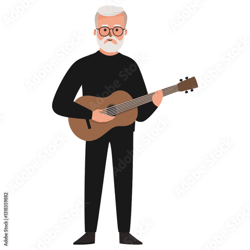 vector illustration of a old man