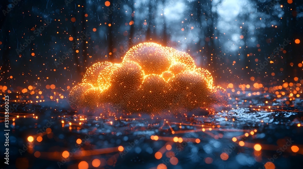 Fototapeta premium Glowing Quantum Cloud Representing Networking and Computing Possibilities
