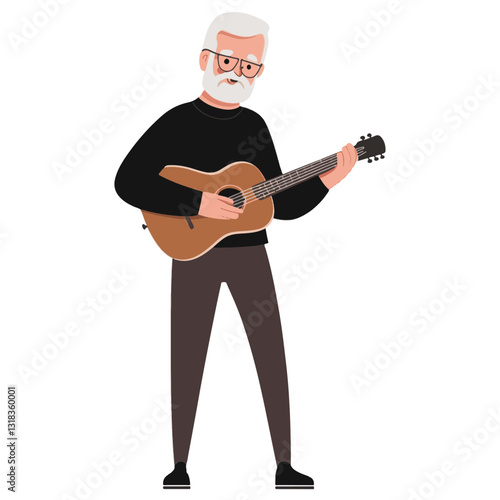vector illustration of a old man