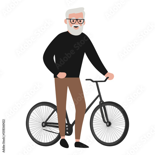 vector illustration of a old man