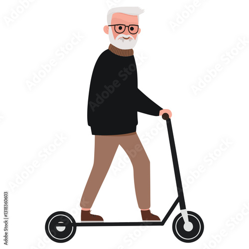 vector illustration of a old man