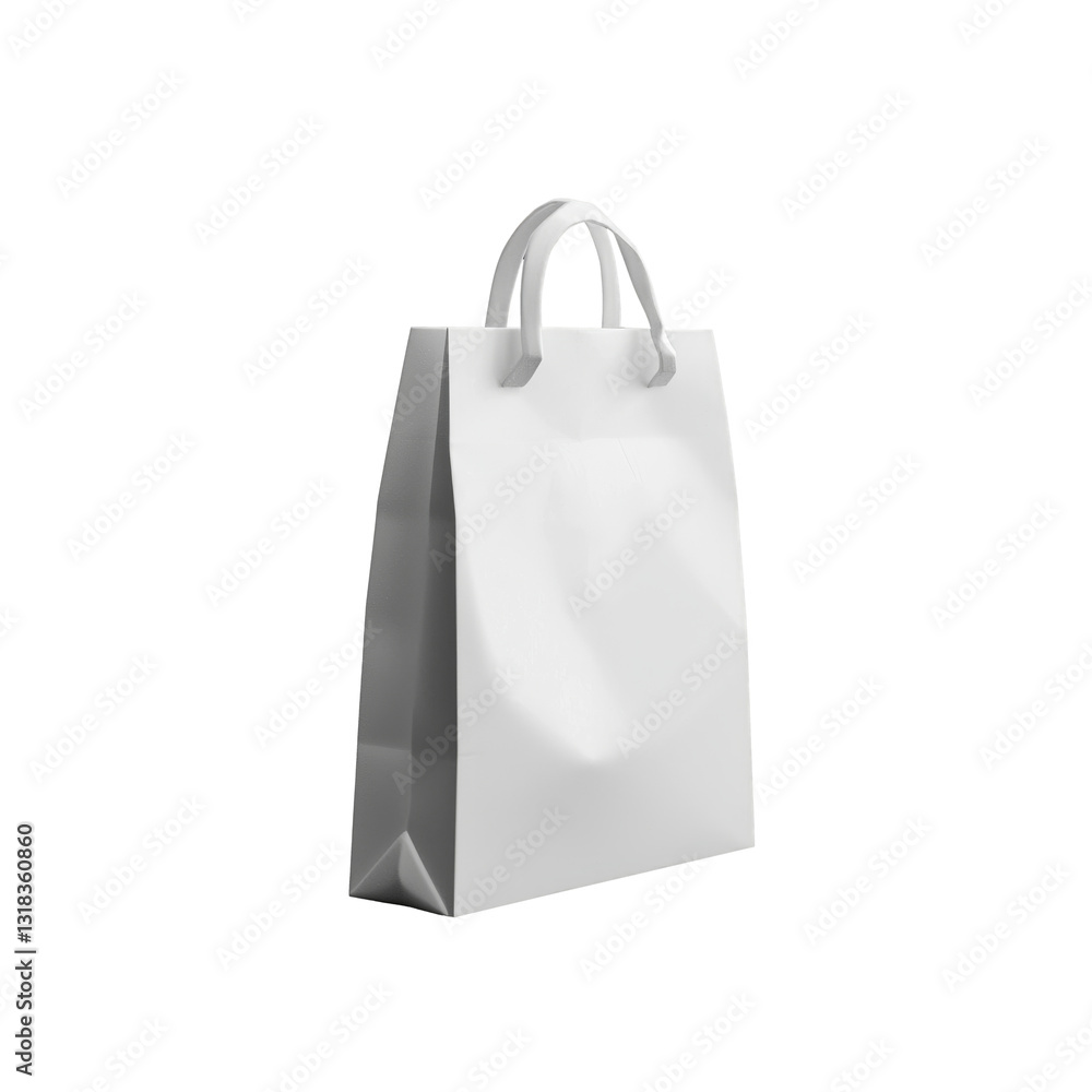 3d render icon white paper bag isolated png. 3d render icon white paper bag isolated png.