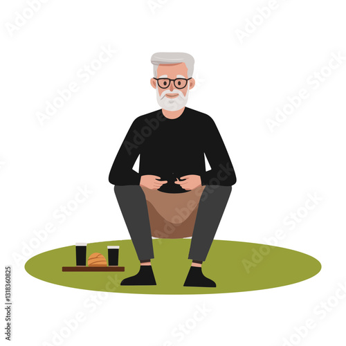 vector illustration of a old man