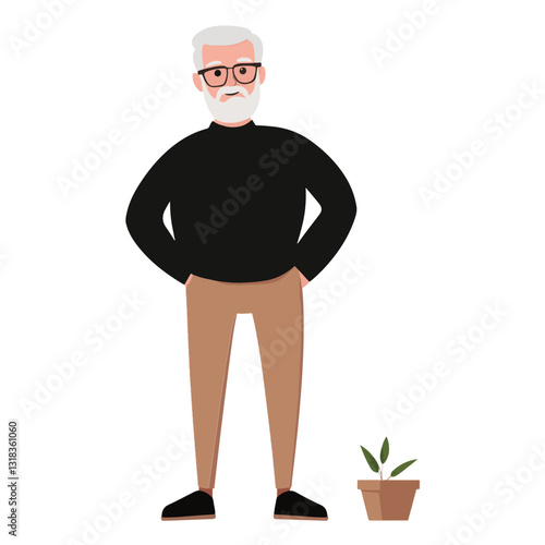 vector illustration of a old man