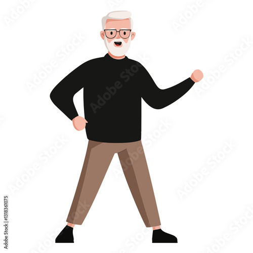 vector illustration of a old man