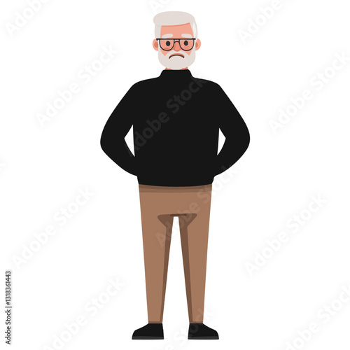 vector illustration of a old man