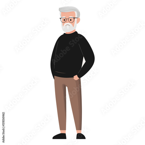 vector illustration of a old man