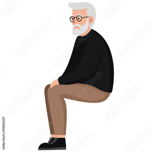 vector illustration of a old man