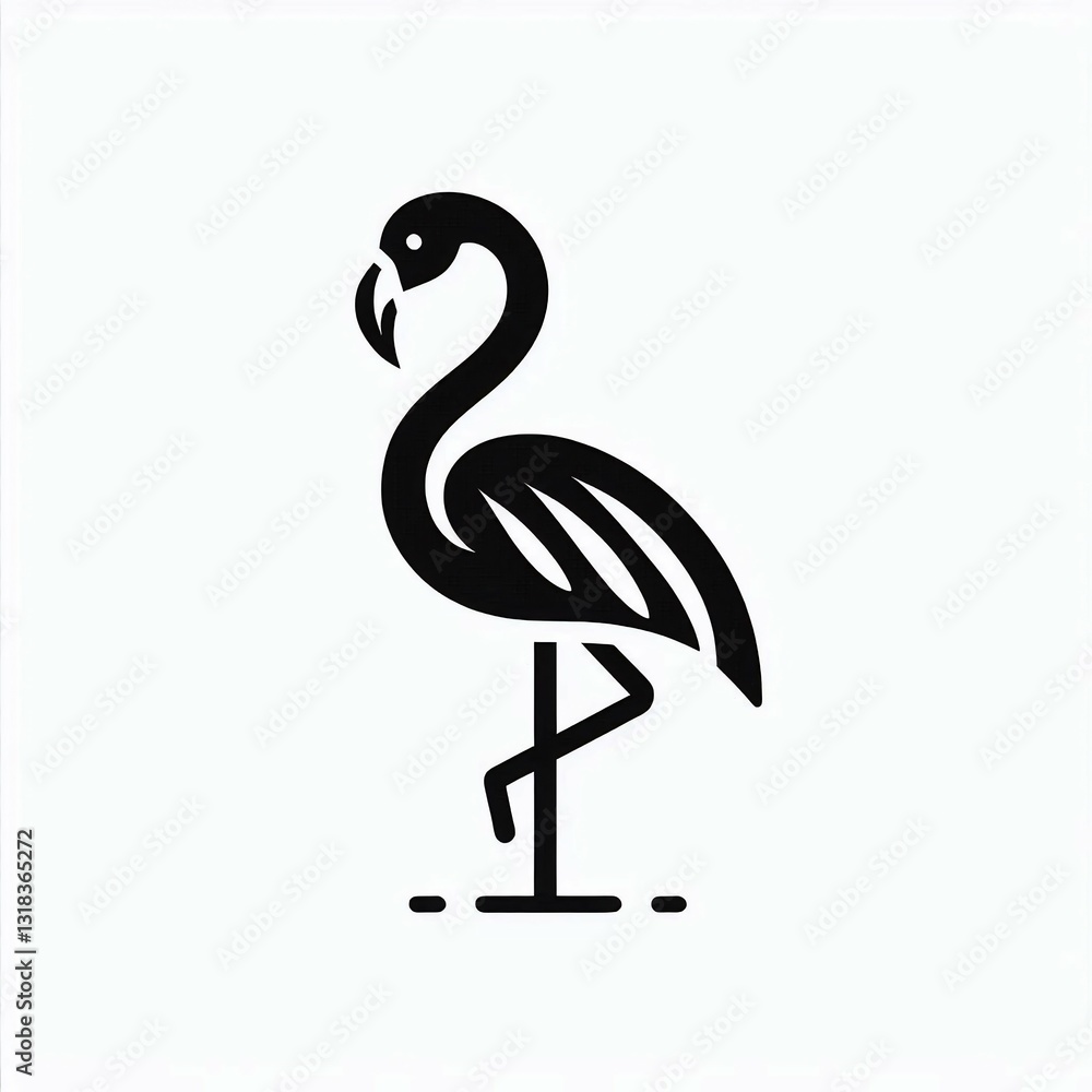 Fototapeta premium Elegant Flamingo Icon in Black Silhouette