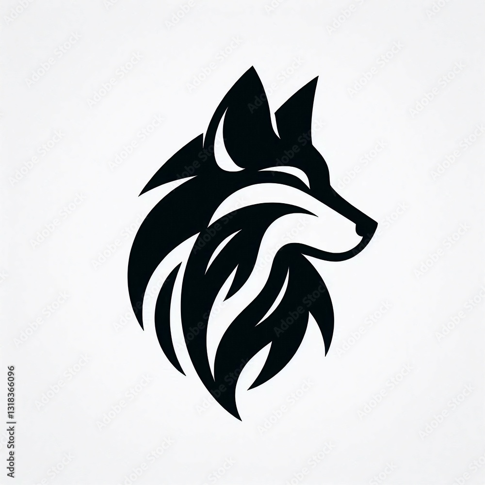 Obraz premium Striking Black and White Wolf Profile Silhouette