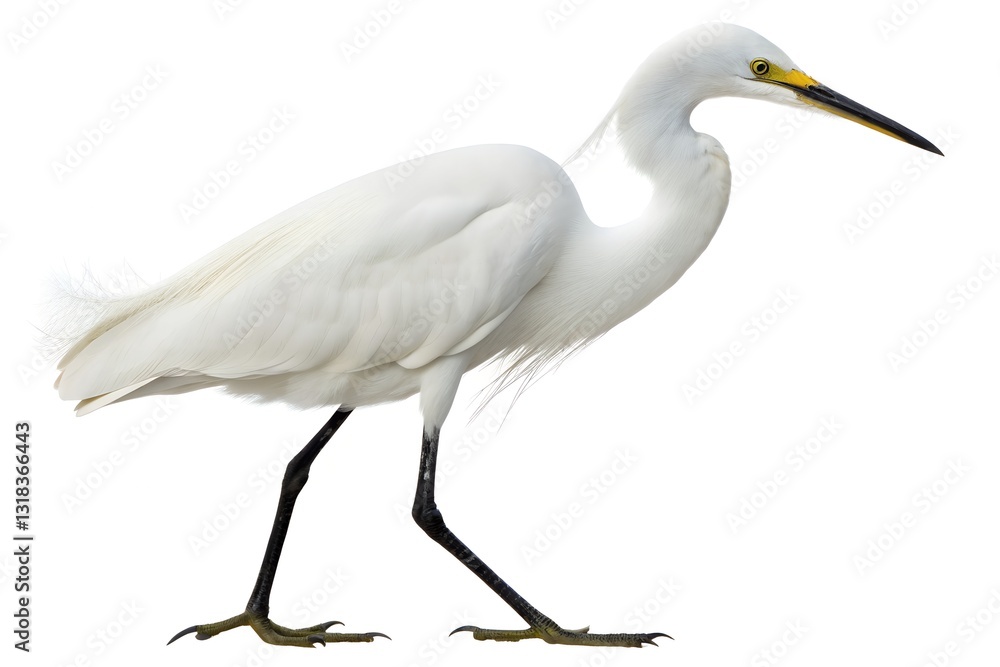 little egret with white background little egret with white background