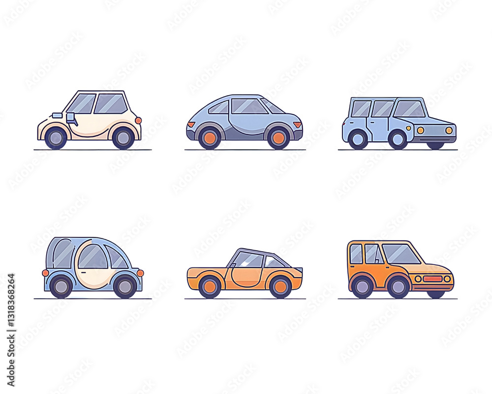 Obraz premium Set of Car Icons Illustration, transport isometry.