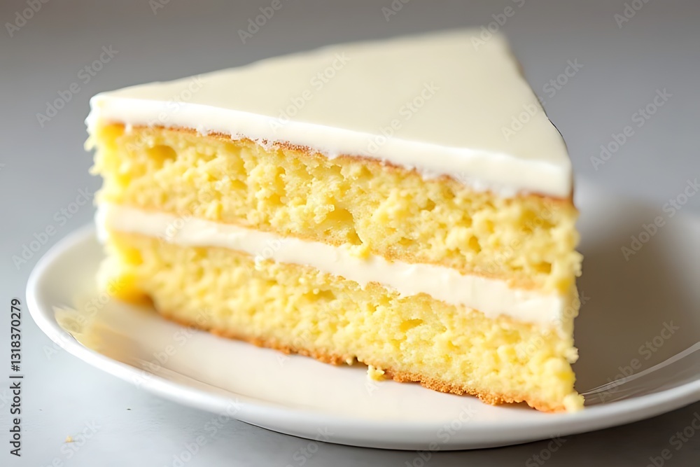 Delicious yellow layer cake slice on a plate kitchen setting food photography close-up view culinary delight Delicious yellow layer cake slice on a plate kitchen setting food photography close-up view culinary delight