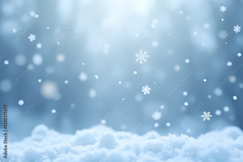 Obraz premium Snowfall over a winter landscape tranquil atmosphere nature scene soft light winter wonderland