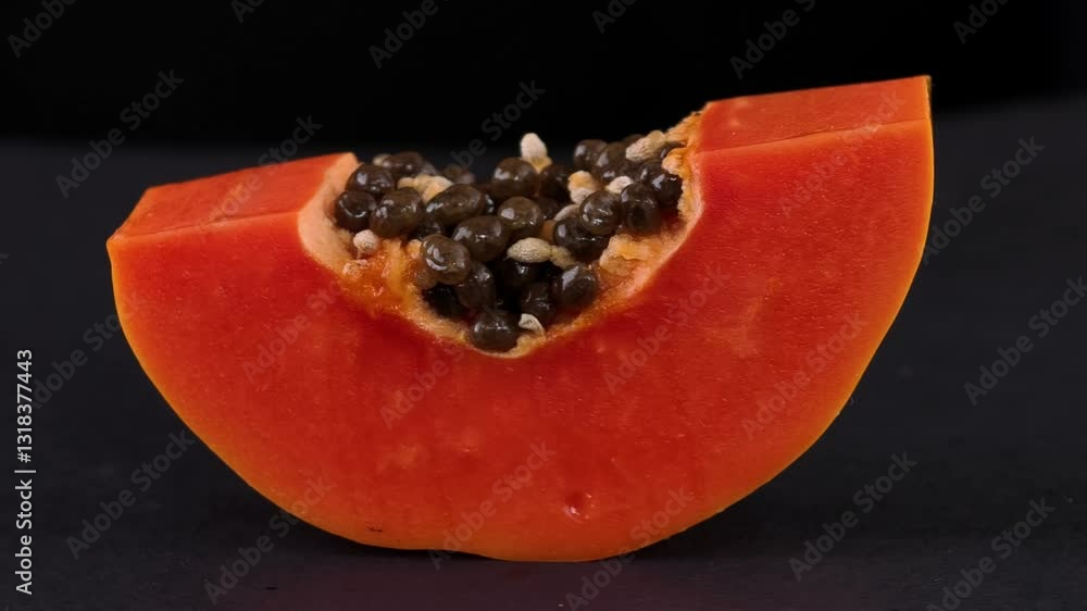 Ripe papaya on black background Ripe papaya on black background