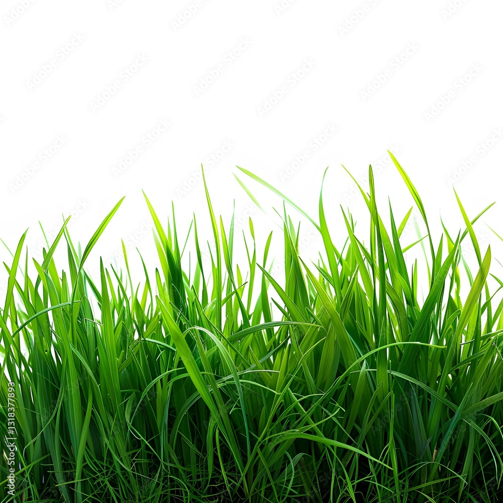 Fototapeta premium Lush Green Grass Close-Up with Bright Sunlight Reflection
