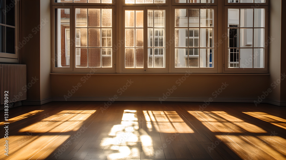 Fototapeta premium Retro Empty Room Reflected by Morning Light