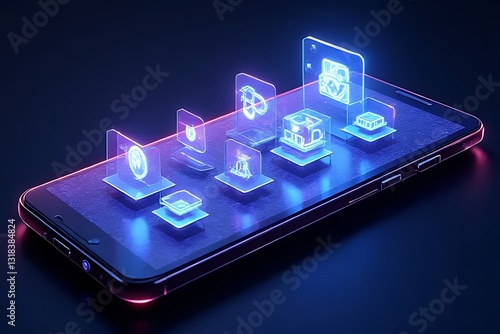 Wallpaper Mural Innovative mobile technology interface digital space graphic design futuristic environment close-up view modern concept Torontodigital.ca